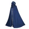 Wizard Cloak 61 IN Long Hooded Flower Brim Halloween Cloak Adult Renaissance Medieval Drawstring Black Cape Unisex Gothic Wizard Robe for Christmas Masquerade Blue 2XL-3XL Black Cape Wizard Robe Hall view 1