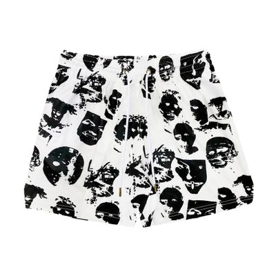 DIOTSR Mens Graphic Print Shorts Cool Mesh Basketball Shorts Casual Flat Front Shorts Summer Drawstring (White,Medium)