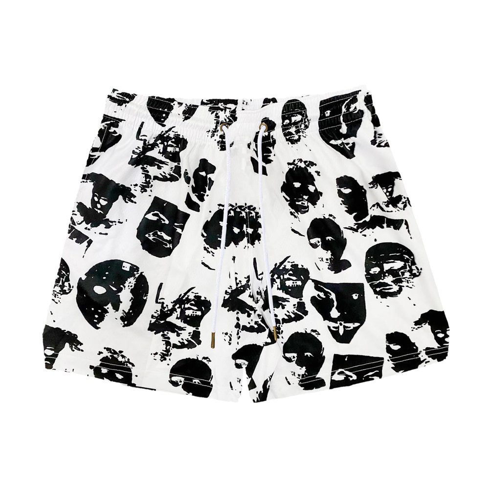DIOTSR Mens Graphic Print Shorts Cool Mesh Basketball Shorts Casual Flat Front Shorts Summer Drawstring (White,Medium)