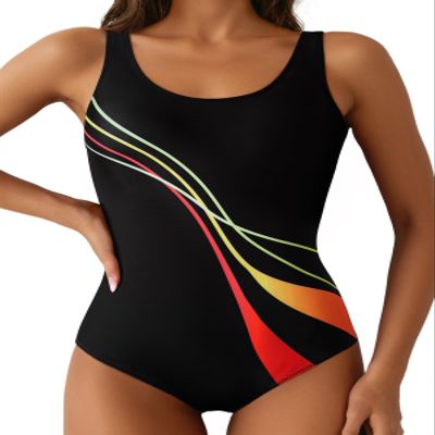 Aleumdr Women Bathing Suits One Piece Swimsuits Criss Cross Back Tummy Control Sports Athletic One Piece Swimwear Black 402 Small