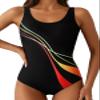 Aleumdr Women Bathing Suits One Piece Swimsuits Criss Cross Back Tummy Control Sports Athletic One Piece Swimwear Black 402 Small view 1