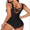 Aleumdr Women Bathing Suits One Piece Swimsuits Criss Cross Back Tummy Control Sports Athletic One Piece Swimwear Black 402 Small view 2