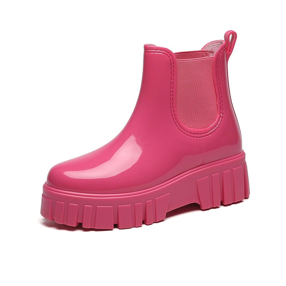 CPMBFDC Women's Short Rain Boots Outdoor Non-Slip Work Boots Garden Boots Comfortable Lightweight Waterproof Rain Boots (Rose Red,7)