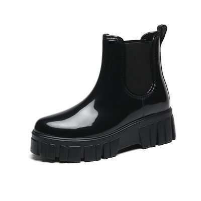 CPMBFDC Women's Short Rain Boots Outdoor Non-Slip Work Boots Garden Boots Comfortable Lightweight Waterproof Rain Boots (Black,8)
