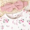 12 Month Girl Clothes Suspender Skirt Newborn Ruffled Flower Romper + Cute Bear Dress + Headband Fall Winter Outfits 3 Pcs Pink 9-12 Months view 4