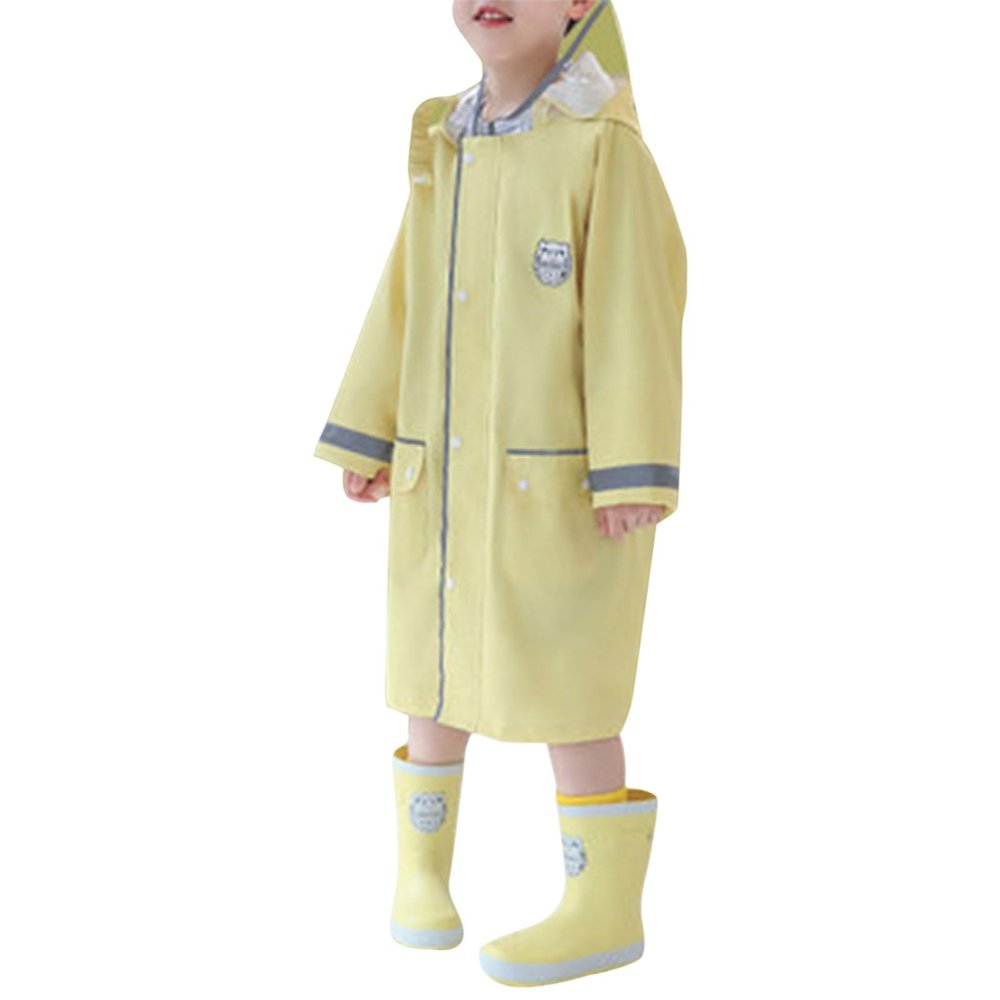 Boy Girl Rain Coat Toddler Raincoat Girls Rain Poncho Lightweight Waterproof Kids Youth Rain Jacket Rain Gear (Yellow, 8-9 Years)