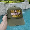 Aloha Howdy Hello Embroidered Trucker Hat Embroidery Trucker Hat Royal #119 view 4