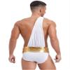 RUNQHUI Mens Greek God Costume Roman Toga Ancient Caesar Outfits One Shoulder Warrior Cosplay Dress up White Small view 3