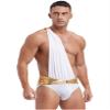RUNQHUI Mens Greek God Costume Roman Toga Ancient Caesar Outfits One Shoulder Warrior Cosplay Dress up White Small view 4