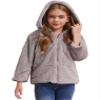 Hularka Kids Girls Fur Fleece Zipper Hooded Jacket Coat Winter Cartoon Owl Applique Hoodies Sweater Outerwear Grey 10 Years view 1
