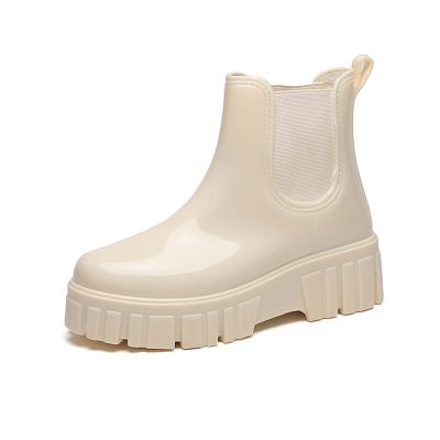 CPMBFDC Women's Short Rain Boots Outdoor Non-Slip Work Boots Garden Boots Comfortable Lightweight Waterproof Rain Boots (Off White,8.5)
