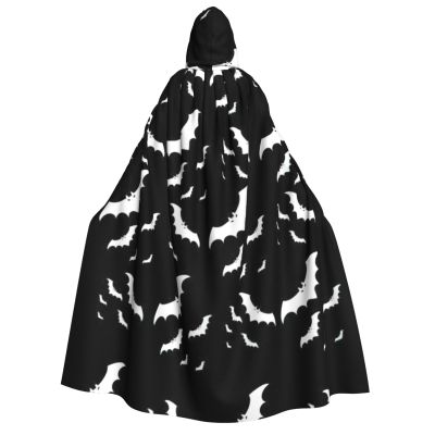 BKDODKS Halloween Flying Bats Print Hooded Cloak Men Women Versatile Cosplay Cloak Halloween Carnivals Theme Decor