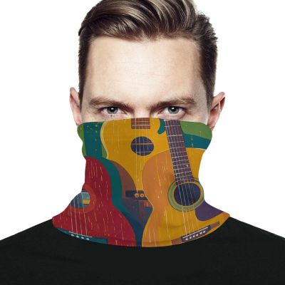 VFKLT Color Acoustic And Guitars Face Mask Sun Dust Protection Neck Gaiter Scarf Face Covering Headwear Bandana for Men Women