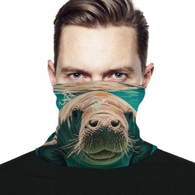 VFKLT Manatee Animals Face Mask Sun Dust Protection Neck Gaiter Scarf Face Covering Headwear Bandana for Men Women