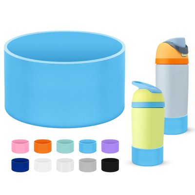 Mokoart Silicone Boot Compatible with Owala Kids Water Bottle 16/14 oz, Anti-Slip Rubber Bottom Protective Sleeve for Owala Flip 14oz (Light Blue)