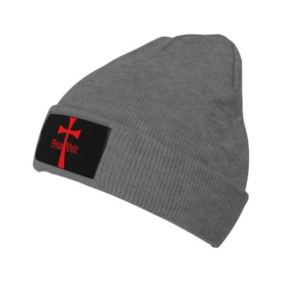 Deus Vult Knights Templar Cross Knit Beanie Men's Knit Hat Unisex Cap Deep Heather