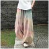 DMOYALA Women's Cotton Linen Pants Casual Baggy Pants Boho Printed Elastic High Waist Relax Fit Lantern Trouser Plus Size Linen Pants Women Summer Wide Leg Sweatpants Women Boho Printed 4XL view 2