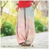 DMOYALA Women's Cotton Linen Pants Casual Baggy Pants Boho Printed Elastic High Waist Relax Fit Lantern Trouser Plus Size Linen Pants Women Summer Wide Leg Sweatpants Women Boho Printed 4XL view 3