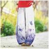DMOYALA Women's Cotton Linen Pants Casual Baggy Pants Boho Printed Elastic High Waist Relax Fit Lantern Trouser Plus Size Linen Pants Women Wide Leg Sweatpants Women Purple White Butterfly M view 3