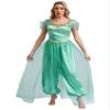 Moily Women's Arabian Princess Halloween Costume Sequins Belly Dance Jumpsuit Bollywood Romper Bloomers Turquoise 3X-Large view 1