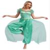 Moily Women's Arabian Princess Halloween Costume Sequins Belly Dance Jumpsuit Bollywood Romper Bloomers Turquoise 3X-Large view 4