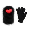 IPENNY Womens Cute Cat Kitten Paw Gloves Furry Plush Cat Paw Fingerless Mitten Halloween Costume Accessory (Black-Red, One Size) view 4