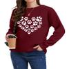 ZUNQKG Womens Dog Paw Sweatshirt Heart Printed Crewneck Long Sleeve Pullover Loose Dog Mom Sweatshirts Red L view 2