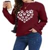 ZUNQKG Womens Dog Paw Sweatshirt Heart Printed Crewneck Long Sleeve Pullover Loose Dog Mom Sweatshirts Red L view 4
