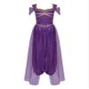 Moily Women's Arabian Princess Halloween Costume Sequins Belly Dance Jumpsuit Bollywood Romper Bloomers Dark Purple XX-Large view 3