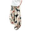 DMOYALA Women's Cotton Linen Pants Casual Baggy Pants Boho Printed Elastic High Waist Relax Fit Lantern Trouser Plus Size Linen Pants Women Wide Leg Sweatpants Women Cowgirl Horse Print M view 1