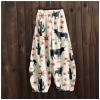 DMOYALA Women's Cotton Linen Pants Casual Baggy Pants Boho Printed Elastic High Waist Relax Fit Lantern Trouser Plus Size Linen Pants Women Wide Leg Sweatpants Women Cowgirl Horse Print M view 3