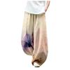 DMOYALA Women's Cotton Linen Pants Casual Baggy Pants Boho Printed Elastic High Waist Relax Fit Lantern Trouser Plus Size Linen Pants Women Wide Leg Sweatpants Women Tie Dye Butterfly 5XL view 1