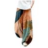 DMOYALA Women's Cotton Linen Pants Casual Baggy Pants Boho Printed Elastic High Waist Relax Fit Lantern Trouser Plus Size Linen Pants Women Wide Leg Sweatpants Women Boho Hawaiian S view 1