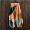 DMOYALA Women's Cotton Linen Pants Casual Baggy Pants Boho Printed Elastic High Waist Relax Fit Lantern Trouser Plus Size Linen Pants Women Wide Leg Sweatpants Women Boho Hawaiian S view 4