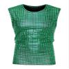 Lars Amadeus Green Metallic Tank Top for Men's Sleeveless Party Club Shining Vest Large Green view 3
