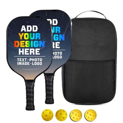 Custom Fiberglass Pickleball Paddle Set,2 Paddels with 4 Balls and 1 Storage Bag,Personalized Any Photo Text,Neutral Paddle,Perfect First Paddle for Beginners Irish Green