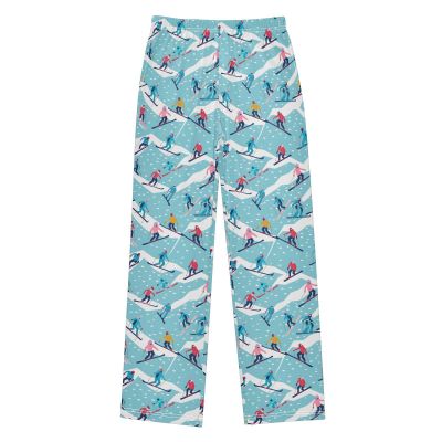 ALAZA Sports Skier Blue Pajama Pants Long Sleep Pant Pajama Bottoms Elastic Waist with Pockets 9-10 Years