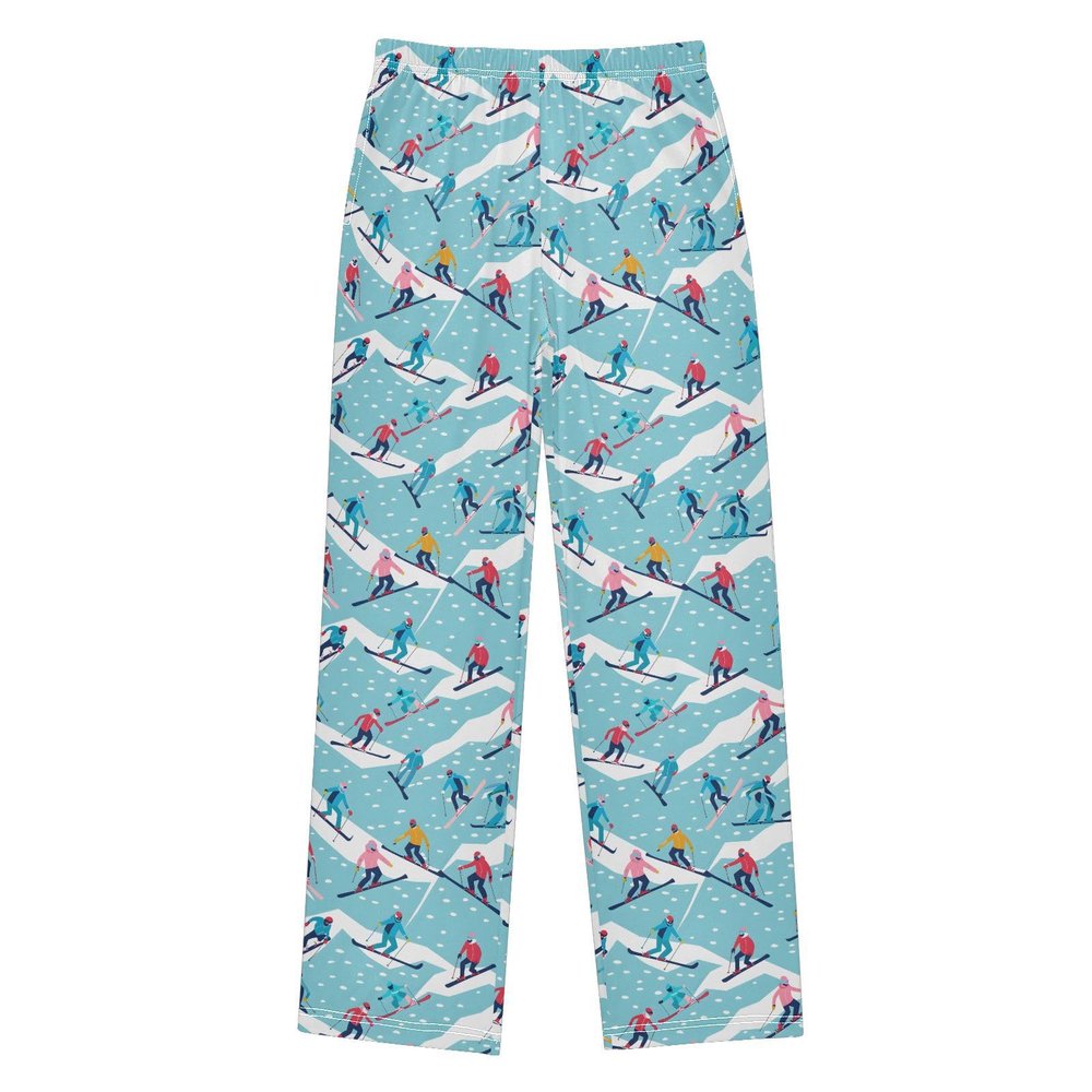 ALAZA Sports Skier Blue Pajama Pants Long Sleep Pant Pajama Bottoms Elastic Waist with Pockets 9-10 Years