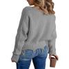 Women Casual Deep V-Neck Tassel Knitted Pullover Sweater Solid Color Soft Warm Long Sleeve Jumpers Gray XL view 1