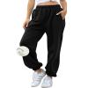 AROGONE Women's Casual Baggy Fleece Lined Sweatpants High Waisted Sweat Pants Oversized Sweats Cinch Bottom Joggers Pockets Black S view 1
