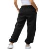 AROGONE Women's Casual Baggy Fleece Lined Sweatpants High Waisted Sweat Pants Oversized Sweats Cinch Bottom Joggers Pockets Black S view 2