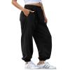 AROGONE Women's Casual Baggy Fleece Lined Sweatpants High Waisted Sweat Pants Oversized Sweats Cinch Bottom Joggers Pockets Black S view 3