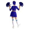 FEESHOW Kids Girls Cheerleading Outfits Cheer Leader Long Sleeve Dance Dress with Pom Poms Set Halloween Uniform Costume Blue 16 Years view 2