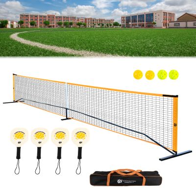 MOQNISE Portable Pickleball Net Set with 4 Pickleball Paddles, Pickleball Net, Holes Pickleballs and Carrying Bag, PickleballSet for Outdoor Indoor Use Backyards Lawns