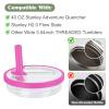 2 Pack Flip Straw Lid for Stanley Quencher - Leak Proof, Reusable Spill Proof Lid for 40 OZ Tumbler Cup (Rose Pink) view 2