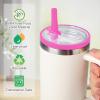 2 Pack Flip Straw Lid for Stanley Quencher - Leak Proof, Reusable Spill Proof Lid for 40 OZ Tumbler Cup (Rose Pink) view 4