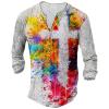 DMOYALA Mens Distressed Henley Shirts Long Sleeve Cotton T-Shirts Vintage Graphic Tee Washed Streetwear Retro Tee Big and Tall Slim Tee Cross Printed Tops M view 1