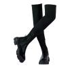 Women's Over The Knee Thigh Low Chunky Heel Boots Round-Toe Side Zip Knit Sock Long Boots Platform Chunky Heel Booties