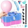 Electric Balloon Pump, Dagelar 3-in-1 Portable Air Balloon Pump for Latex 260Q Long Foil Balloons, 110V Automatic Dual Nozzle Inflator Deflator Inflatables, Pool Floats Raft, Air Mattress (Blue Pink) view 1