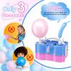 Electric Balloon Pump, Dagelar 3-in-1 Portable Air Balloon Pump for Latex 260Q Long Foil Balloons, 110V Automatic Dual Nozzle Inflator Deflator Inflatables, Pool Floats Raft, Air Mattress (Blue Pink) view 3